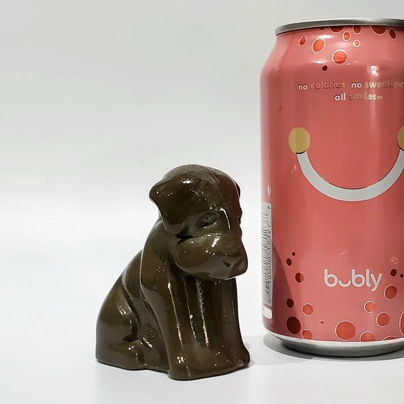 Vntg Boyd POOCH K-9 3" Brown Dark Green Touch Of Glitter Slag Glass - Picture 4 of 13